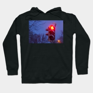 Traffic lights, traffic lights, snow, winter, dusk, evening Hoodie